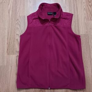 Bobbie Brooks Women's S Plum Purple Fleece Lined Zip Up Collared Vest Outerwear